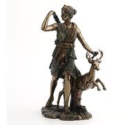 Veronese Design Diana Greek Goddess The Hunt, Moon and Nature Walking with Deer Statue 11 inch