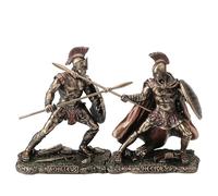 Veronese Design Ensemble de Figurines Hector Combattant Achilleus Héros grecs de la Guerre de Troie en résine coulée à Froid Finition Bronze 9,5 cm