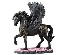 Veronese Design Figurine de créature de la mythologie grecque de Pégase ailée noire peinte à la main en résine - Décoration d'intérieur - 26 cm