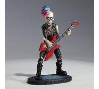 Veronese Design Figurine en résine peinte à la main en forme de squelette de guitariste rose Pompadour Mohican 16,5 cm