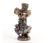 Veronese Design Figurine Steampunk Lady Mouse avec chapeau haut-de-forme et parasol Finition bronze 5 1/2