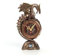 Veronese Design Horloge mécanique en Forme de Dragon 22,9 cm - Sculpture en résine - Finition Bronze