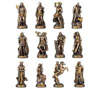 Veronese Design Lot de 12 Statues Miniatures de Dieux et déesses Nordiques Finition Bronze