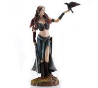 Veronese Design Morrigan Statue Celtique déesse de la Bataille avec Corbeau et épée Peinte à la Main