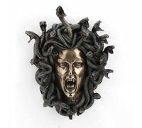Veronese Design Plaque murale gothique grecque en résine coulée à froid avec finition bronze antique Tête de Méduse 36,8 cm de haut