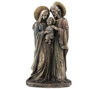 Veronese Design Sculpture de Joseph Marie tenant le jeune Jésus en résine coulée à froid Finition bronze antique 21,5 cm