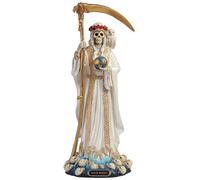 Veronese Design Sculpture en résine avec finition or blanc et inscription « Santa Muerte Grim Reaper Holy Death » - 29 cm
