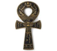 Veronese Design Sculpture murale en résine Ankh égyptienne 40,6 cm Plaque dorée noire
