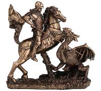 Veronese Design Sculpture de finition en bronze de résine coulée à froid de Saint George le dragon de 6 1/4 pouces