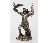 Veronese Design Statue de Dieu Grec Zeus Thunderbolt Strike en résine coulée à Froid Finition Bronze Antique 21,5 cm