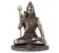 Veronese Design Statue de Dieu Hindou Shiva en Pose de méditation en résine coulée à Froid Finition Bronze Antique