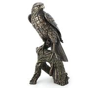 Veronese Design Statue de faucon en bronze vieilli avec moineau