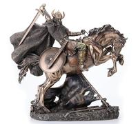 Veronese Design Statue de Guerrier Viking allant à la Bataille sur Un Cheval - Sculpture de Dieu Nordique