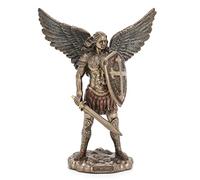 Veronese Design Statue de l'archange Saint Michel avec épée et bouclier - Figurine religieuse de 19,68 cm - Sculpture en résine finition bronze coulé à froid - Décoration d'intérieur catholique