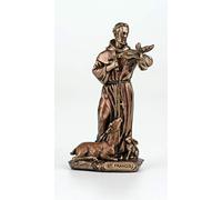 Veronese Design Statue de Saint François d'Assise en résine moulée Peinte à la Main Finition Bronze Antique Décoration d'intérieur 9,5 cm