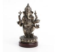 Veronese Design Statue du Seigneur Ganesh debout sur une base en bois en résine coulée à froid Finition bronze antique