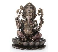 Veronese Design Statue Ganesh Assise sur Lotus Tenant des Objets sacrés Finition Bronze