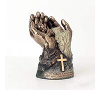 Veronese Design Statuette en résine coulée à Froid avec Finition Bronze Antique - 11,4 cm de Haut - Bébé se reposant dans Les Mains du Seigneur