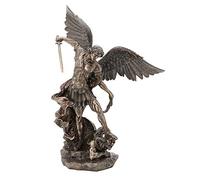 Veronese Design Statuette Religieuse de Saint Michel Debout sur l'archange démon et Guerrier Finition Bronze Antique 54 cm
