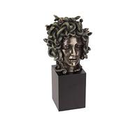 Veronese Design Tête de Méduse en résine Bronze coulé sur Socle Buste Sculpture Peinte Accent Art