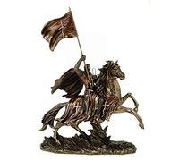 Veronese Figurine du chevalier du Temple sur son cheval, avec drapeau, 38 cm, style médiéval