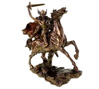Veronese Figurine Valkyrie sur cheval avec lance 28 cm bronzée Vierge Odin