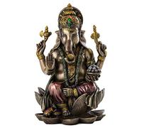 Veronese Statue de Ganesh (Ganesha) Éléphant hindou Dieu du succès Bronze véritable moulé en poudre 19,5 cm