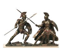 Veronese Hector & Achilles Héros de Mythologie Grecque/Guerriers (Statues Bronze/Sculptures 12,5cm & 12,5cm / 4,9inches & 4,9 Pouces) Marron
