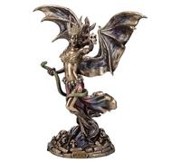 Veronese Lilith Figurine Reine de Saba Ailes démoniaques Détails tête de mort 24,5 cm Statue de dieux Bronze