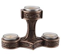 Veronese Support photophore germanique Mjolnir Thor's Hammer - Bronze 3 bougies chauffe-plat