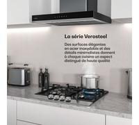 Verosteel plaque de cuisson gaz + hotte cheminée Verosteel | acier inoxydable | 60 cm A++