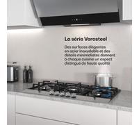 Verosteel table de cuisson à gaz | 5 feux | allumage électrique | compatible gaz naturel et GPL | 10400 W | 90 cm
