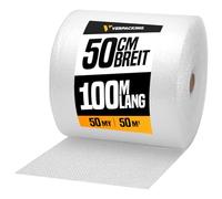 verpacking rouleau papier bulle 100 m de long - épaisseur et largeur au choix, rouleau a bulle rembourrage colis matériaux d emballage pour cartons (2 rouleaux - 50 cm x 100 m, 50 my)