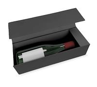 Verpackungswelt Boîte cadeau pour bouteilles - 34 x 9 cm - Fermeture magnétique - Idéal pour anniversaire, mariage, Noël, pendaison de crémaillère - Emballage cadeau noir
