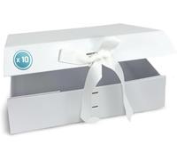 Verpackungswelt Coffret avec Couvercle - 31x22x10 - Carton Cadeau à Fermeture Magnétique & Ruban | Parfait pour Anniversaire, Mariage, Noël, Saint-Valentin - Boîte Box Vide en blanc - Pack de 10