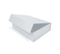 Verpackungswelt Coffret cadeau avec couvercle - 16 x 12 x 4 cm - Boîte cadeau avec fermeture magnétique - Parfait pour anniversaire, mariage, Noël, naissance - Emballage cadeau en blanc