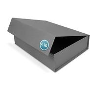 Verpackungswelt Lot de 10 boîtes cadeau avec couvercle | 23 x 17 x 7 cm | Carton cadeau avec fermeture magnétique | Parfait pour anniversaire, mariage, Noël, naissance | Emballage cadeau en gris