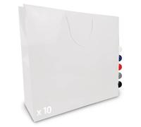 Verpackungswelt Lot de 10 sacs cadeaux en papier brillant avec anse - 60 x 15 x 50 cm - Idéal pour anniversaire, Noël, pendaison de crémaillère et souvenir - Blanc