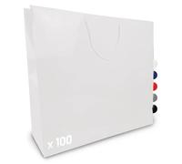Verpackungswelt Lot de 100 sacs cadeaux en papier brillant avec anse - 60 x 15 x 50 cm - Idéal pour anniversaire, Noël, pendaison de crémaillère et petit cadeau - Blanc