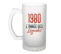 Verre à Bière 1980 l'année des légendes | Beer Glass | Idée Chope de Bière Cadeau Anniversaire Fête Original Famille Travail Départ Collègue Retraite Noël.