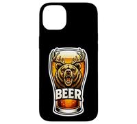 Verre à bière Amusant Ours avec Bois de cerf Coque pour iPhone 14 Plus