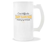 Verre à Bière C'est difficile avoir toujours raison mais j'y arrive | Chope de Bière Pinte | Idée Cadeau Humour Drôle Marrant Beauf Original Anniversaire Fête