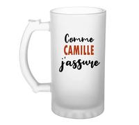 Verre à bière Comme Camille J'assure - Chope - Idée Verre à bière Personnalisable Cadeau Anniversaire Fête Original Famille Travail Départ Collègue Retraite Noël.