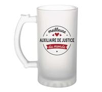 Verre à bière de la Meilleure Auxiliaire de justice du monde 1- Chope - Idée Verre à bière Personnalisable Cadeau Anniversaire Fête Original Famille Travail Départ Collègue Retraite Noël.