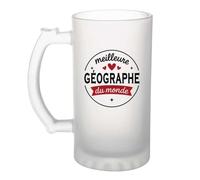 Verre à bière de la Meilleure Géographe du monde 1- Chope - Idée Verre à bière Personnalisable Cadeau Anniversaire Fête Original Famille Travail Départ Collègue Retraite Noël.
