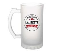 Verre à bière de la Meilleure Laurette du monde 1- Chope - Idée Verre à bière Personnalisable Cadeau Anniversaire Fête Original Famille Travail Départ Collègue Retraite Noël.