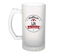 Verre à bière de la Meilleure Lia du monde 1- Chope - Idée Verre à bière Personnalisable Cadeau Anniversaire Fête Original Famille Travail Départ Collègue Retraite Noël.