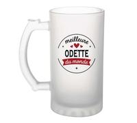 Verre à bière de la Meilleure Odette du monde 1- Chope - Idée Verre à bière Personnalisable Cadeau Anniversaire Fête Original Famille Travail Départ Collègue Retraite Noël.