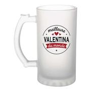 Verre à bière de la Meilleure Valentina du monde 1- Chope - Idée Verre à bière Personnalisable Cadeau Anniversaire Fête Original Famille Travail Départ Collègue Retraite Noël.