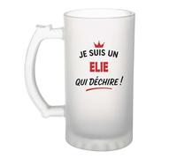 Verre à bière d'un Elie qui déchire 2- Chope - Idée Verre à bière Personnalisable Cadeau Anniversaire Fête Original Famille Travail Départ Collègue Retraite Noël.